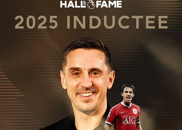 Oficial: Neville, estrela do Manchester United, foi incluído no Hall da Fama da Premier League e venceu o campeonato da Premier League 8 vezes em sua carreira.